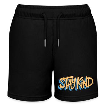 Stay Kind Typographic Message - Kids Organic Sweat Shorts by Stanley/Stella - black - Front
