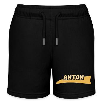 First name Anton - Kids Organic Sweat Shorts by Stanley/Stella - black - Front