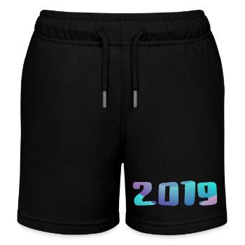 Geburtstagsgeschenk 2019 Jahrgang 2019 Retro 2019 - Kinder Organic Joggingshorts Mini Bolter von Stanley/Stella - Schwarz - Vorne