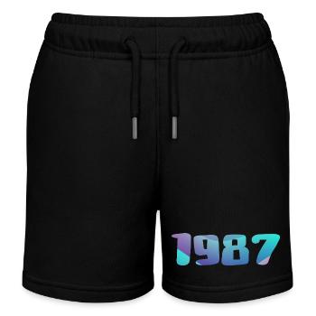 Geburtstagsgeschenk 1987 Jahrgang 1987 Retro 1987 - Kinder Organic Joggingshorts Mini Bolter von Stanley/Stella - Schwarz - Vorne