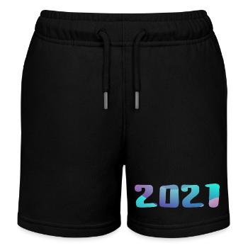 Cadeau Anniversaire 2021 Millésime 2021 Rétro 2021 - Short de jogging enfant bio Stanley/Stella - noir - Devant