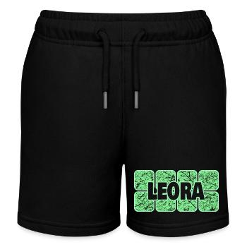 First name Leora - Kids Organic Sweat Shorts by Stanley/Stella - black - Front