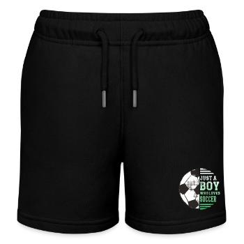 Fußball Soccer Just A Boy Who Loves Soccer Jungen - Kinder Organic Joggingshorts Mini Bolter von Stanley/Stella - Schwarz - Vorne