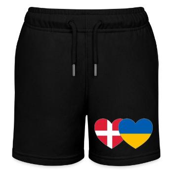 Dänemark Ukraine Flagge Herz - Kinder Organic Joggingshorts Mini Bolter von Stanley/Stella - Schwarz - Vorne