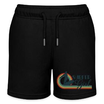 Retro Surfer Girl Surfboarder Surfing Surfboarding - Kids Organic Sweat Shorts by Stanley/Stella - black - Front