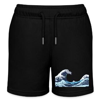 Kanagawa Waves Aesthetic Japanese Art Great Wave - Kids Organic Sweat Shorts by Stanley/Stella - black - Front