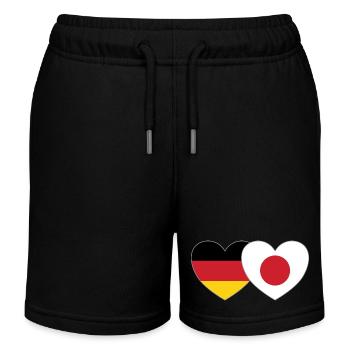 Germany Japan Flag Heart - Kids Organic Sweat Shorts by Stanley/Stella - black - Front