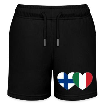 Finlande Italie Drapeau Coeur - Short de jogging enfant bio Stanley/Stella - noir - Devant
