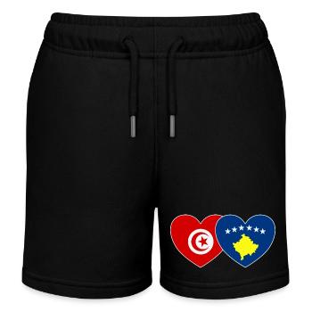 Tunesien Kosovo Flagge Herz - Kinder Organic Joggingshorts Mini Bolter von Stanley/Stella - Schwarz - Vorne
