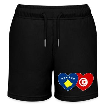Kosovo Tunisia Flag Heart - Kids Organic Sweat Shorts by Stanley/Stella - black - Front