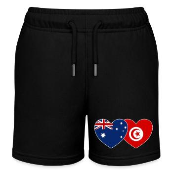Australia Tunisia Flag Heart - Kids Organic Sweat Shorts by Stanley/Stella - black - Front