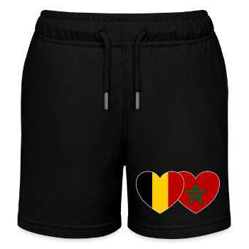 Belgique Maroc Flag Coeur - Short de jogging enfant bio Stanley/Stella - noir - Devant