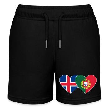 Iceland Portugal Flag Heart - Kids Organic Sweat Shorts by Stanley/Stella - black - Front