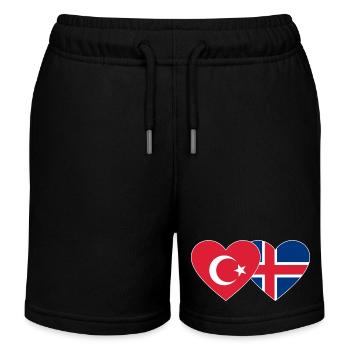 Turquie Islande Flag Coeur - Short de jogging enfant bio Stanley/Stella - noir - Devant