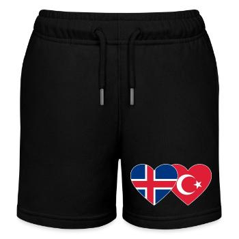 Islande Turquie Flag Coeur - Short de jogging enfant bio Stanley/Stella - noir - Devant