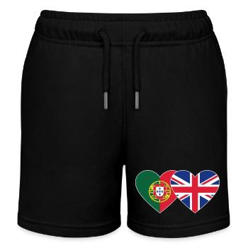 Portugal England Flag Heart - Kids Organic Sweat Shorts by Stanley/Stella - black - Front