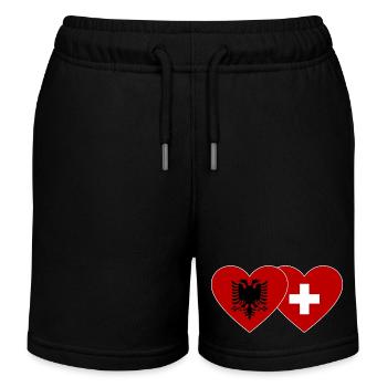 Albanien Schweiz Flagge Herz - Kinder Organic Joggingshorts Mini Bolter von Stanley/Stella - Schwarz - Vorne