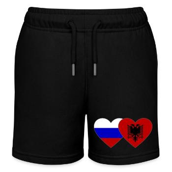Russia Albania Flag Heart - Kids Organic Sweat Shorts by Stanley/Stella - black - Front