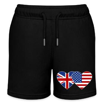 Royaume-Uni États-Unis Drapeau Coeur - Short de jogging enfant bio Stanley/Stella - noir - Devant