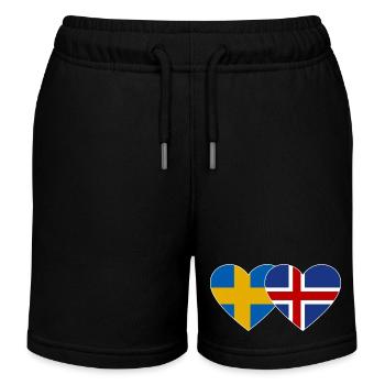 Sweden Iceland Flag Heart - Kids Organic Sweat Shorts by Stanley/Stella - black - Front