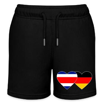 Costa Rica Germany Flag Heart - Kids Organic Sweat Shorts by Stanley/Stella - black - Front