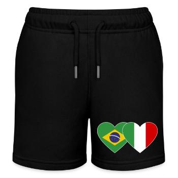 Italy Brazil Flag Heart Wide - Kids Organic Sweat Shorts by Stanley/Stella - black - Front