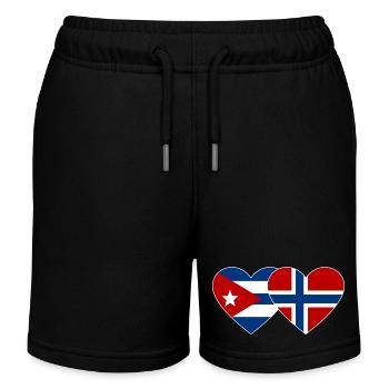Cuba Norway Flag Heart - Kids Organic Sweat Shorts by Stanley/Stella - black - Front