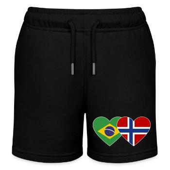 Brésil Norvège Flag Coeur - Short de jogging enfant bio Stanley/Stella - noir - Devant