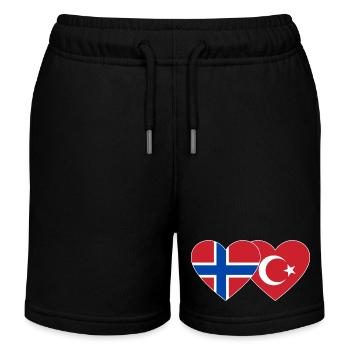 Norway Turkey Flag Heart - Kids Organic Sweat Shorts by Stanley/Stella - black - Front