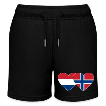 Holland Norwegen Flagge Herz - Kinder Organic Joggingshorts Mini Bolter von Stanley/Stella - Schwarz - Vorne