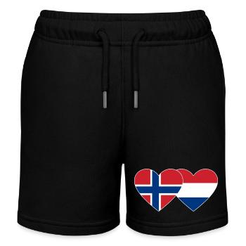 Norway Holland Flag Heart - Kids Organic Sweat Shorts by Stanley/Stella - black - Front