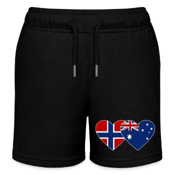 Norwegen Australien Flagge Herz - Kinder Organic Joggingshorts Mini Bolter von Stanley/Stella - Schwarz - Vorne