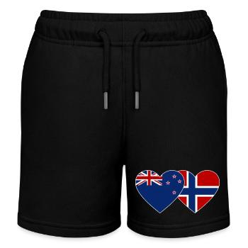 Neuseeland Norwegen Flagge Herz - Kinder Organic Joggingshorts Mini Bolter von Stanley/Stella - Schwarz - Vorne