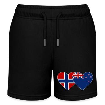 Norway New Zealand Flag Heart - Kids Organic Sweat Shorts by Stanley/Stella - black - Front