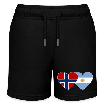 Norway Argentina Flag Heart - Kids Organic Sweat Shorts by Stanley/Stella - black - Front