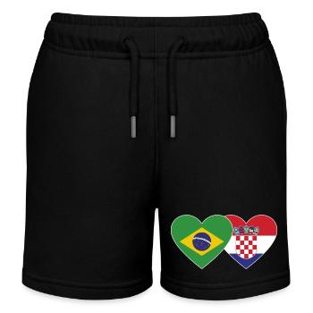 Brazil Croatia Flag Heart - Kids Organic Sweat Shorts by Stanley/Stella - black - Front