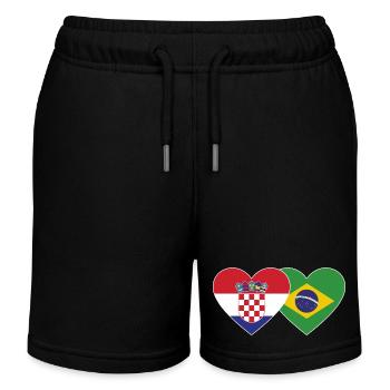 Croatie Brésil Flag Coeur - Short de jogging enfant bio Stanley/Stella - noir - Devant