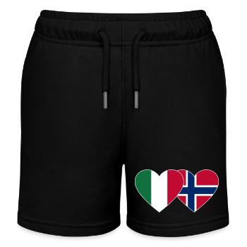 Italien Norwegen Flagge Herz - Kinder Organic Joggingshorts Mini Bolter von Stanley/Stella - Schwarz - Vorne