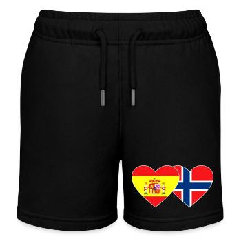 Spanien Norwegen Flagge Herz - Kinder Organic Joggingshorts Mini Bolter von Stanley/Stella - Schwarz - Vorne