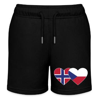 Norwegen Tschechien Flagge Herz - Kinder Organic Joggingshorts Mini Bolter von Stanley/Stella - Schwarz - Vorne