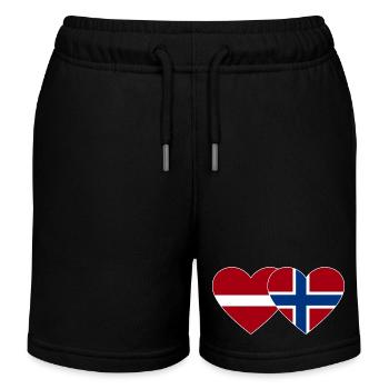 Lettland Norwegen Flagge Herz - Kinder Organic Joggingshorts Mini Bolter von Stanley/Stella - Schwarz - Vorne