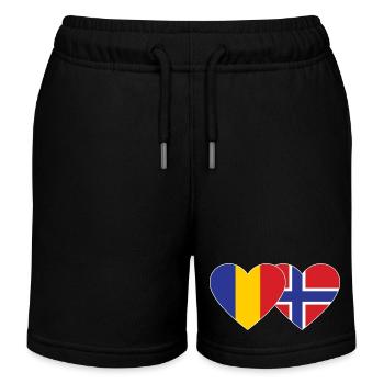 Roumanie Norvège Flag Coeur - Short de jogging enfant bio Stanley/Stella - noir - Devant