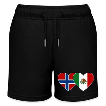 Norway Mexico Flag Heart - Kids Organic Sweat Shorts by Stanley/Stella - black - Front