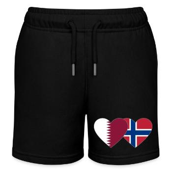 Qatar Norvège Flag Heart - Short de jogging enfant bio Stanley/Stella - noir - Devant