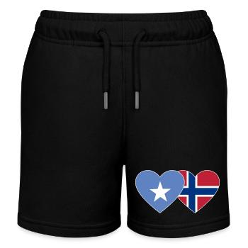 Somalia Norway Flag Heart - Kids Organic Sweat Shorts by Stanley/Stella - black - Front