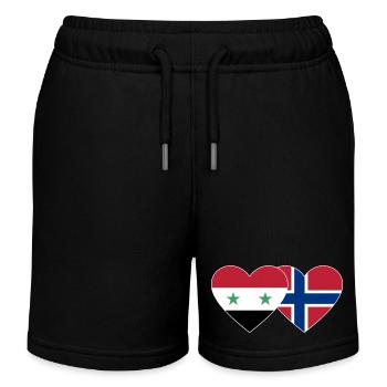 Syria Norway Flag Heart - Kids Organic Sweat Shorts by Stanley/Stella - black - Front