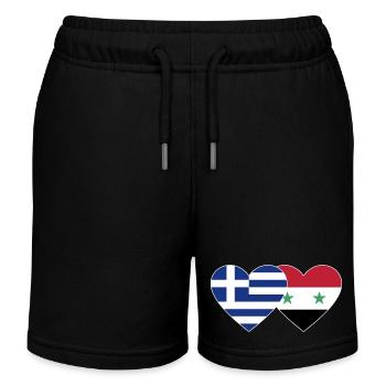 Greece Syria Flag Heart - Kids Organic Sweat Shorts by Stanley/Stella - black - Front
