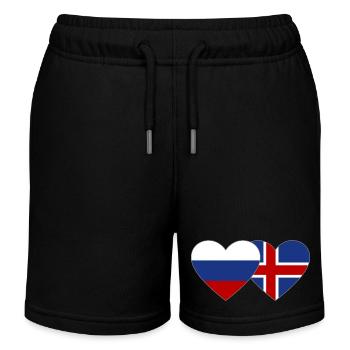 Russie Islande Flag Coeur - Short de jogging enfant bio Stanley/Stella - noir - Devant