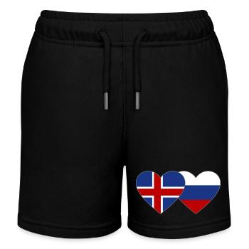 Iceland Russia Flag Heart - Kids Organic Sweat Shorts by Stanley/Stella - black - Front