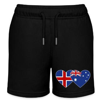 Iceland Australia Flag Heart - Kids Organic Sweat Shorts by Stanley/Stella - black - Front